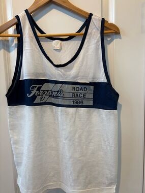 Forzani's Road Race 1986 Navy and White Mesh Tank Vintage 40th birthday